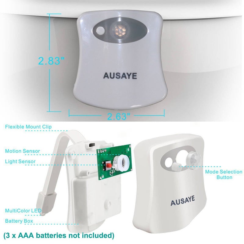 AUSAYE 2Pack Toilet Night Light, 16 Color Changing Motion Sensor Lamp, Fun Bathroom Toilet Bowl Nightlight,LED Christmas Gifts Stocking Stuffers for Kids Him Her Men Mom Father - Image 5